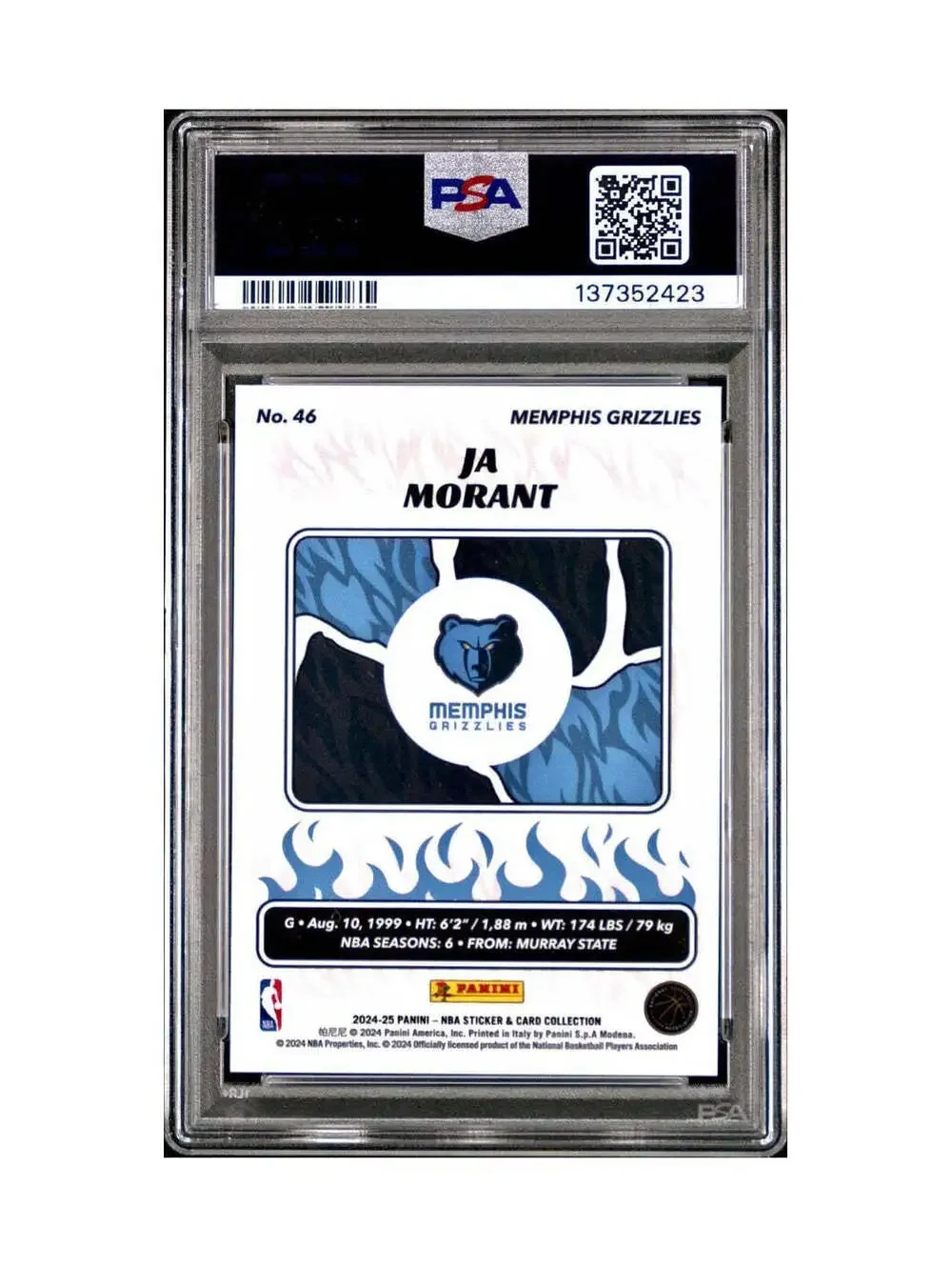 Ja Morant 2024-25 Panini NBA #46 Sticker 9/215 Blue Foil PSA 7 NM
